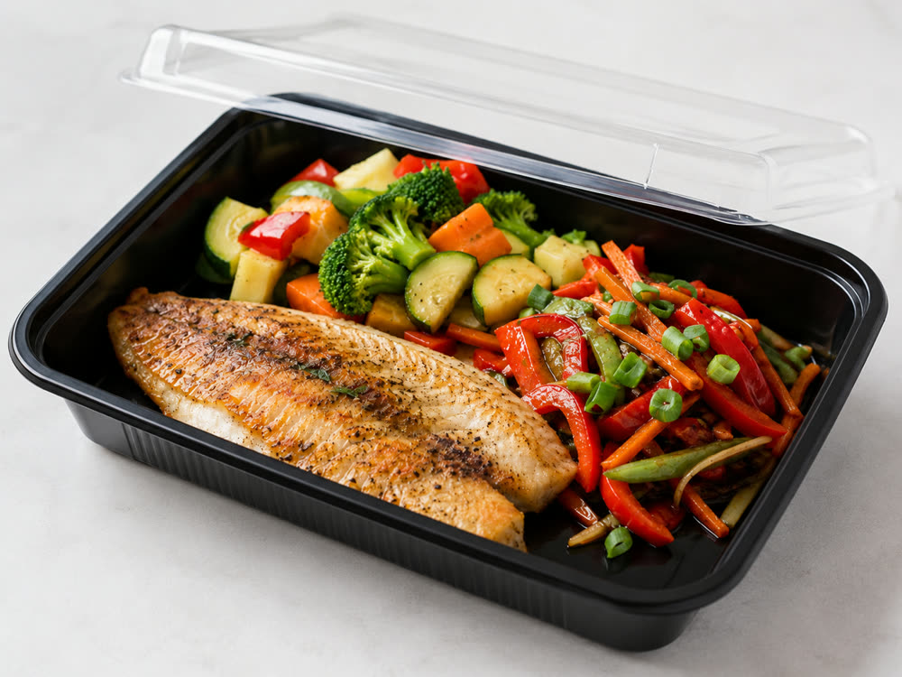 Grilled tilapia with soy sauce vegetables